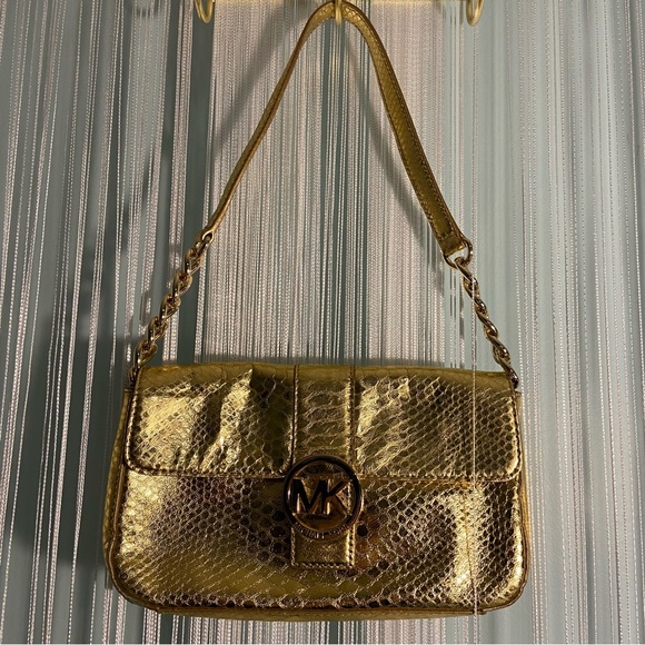 Michael Kors Metallic Gold Leather Flap Purse NWT - Picture 16 of 16